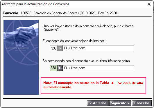 Concepto no existente en tabla conceptos