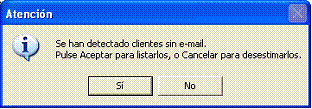 Clientes sin email