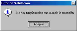 No hay ningún recibo que cumpla la selección