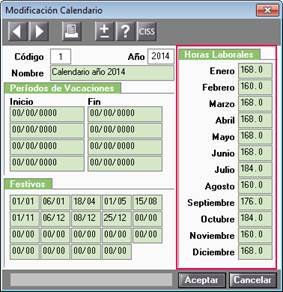 Modificación calendario
