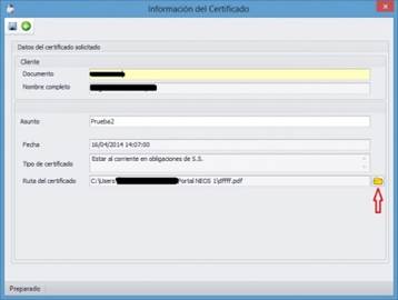 Información del certificado