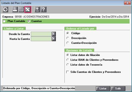 listado de plan de cuentas