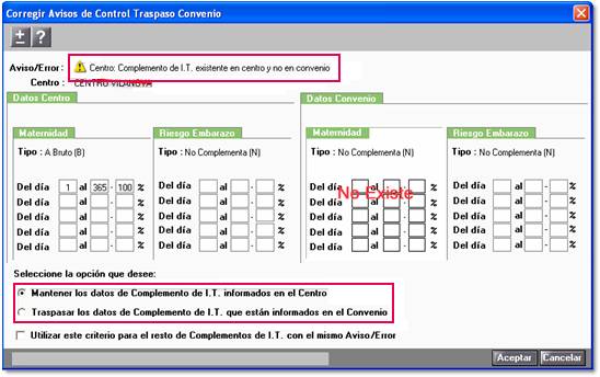 Mantener datos complemento IT centro