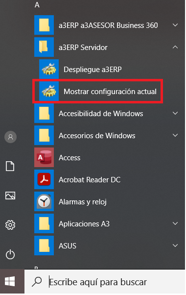 mostrar configuracion actualM1