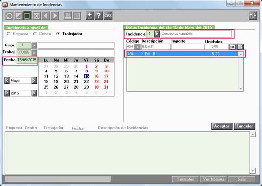 informar horas extras en el mes 