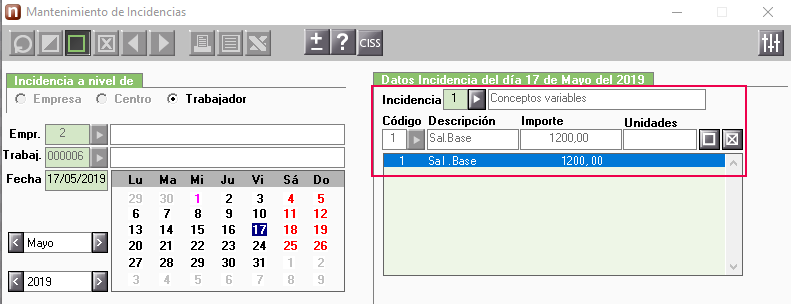 modificar concepto incidencia