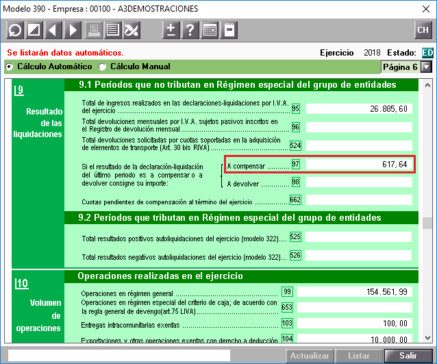 Modelo 303. Traspaso de las cuotas a compensar al siguiente ejercicio