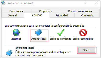 opciones de internet intranet local