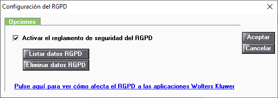 Configuracion del RGPD