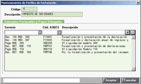 Mantenimiento de Perfiles de Facturación