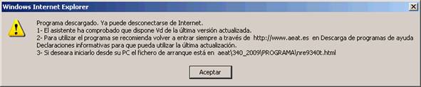Mensaje Windows Internet Explorer