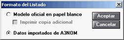 Formato del listado