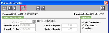 Listado de Cuentas Corrientes desde el Punteo de Extractos