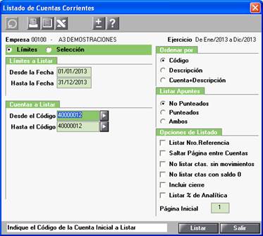 Listado de Cuentas Corrientes