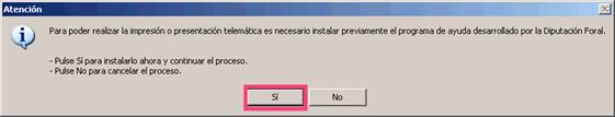 Mensaje instalación