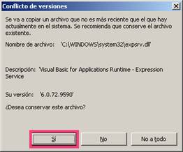 Conflicto de versiones