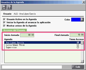 Usuarios de la agenda